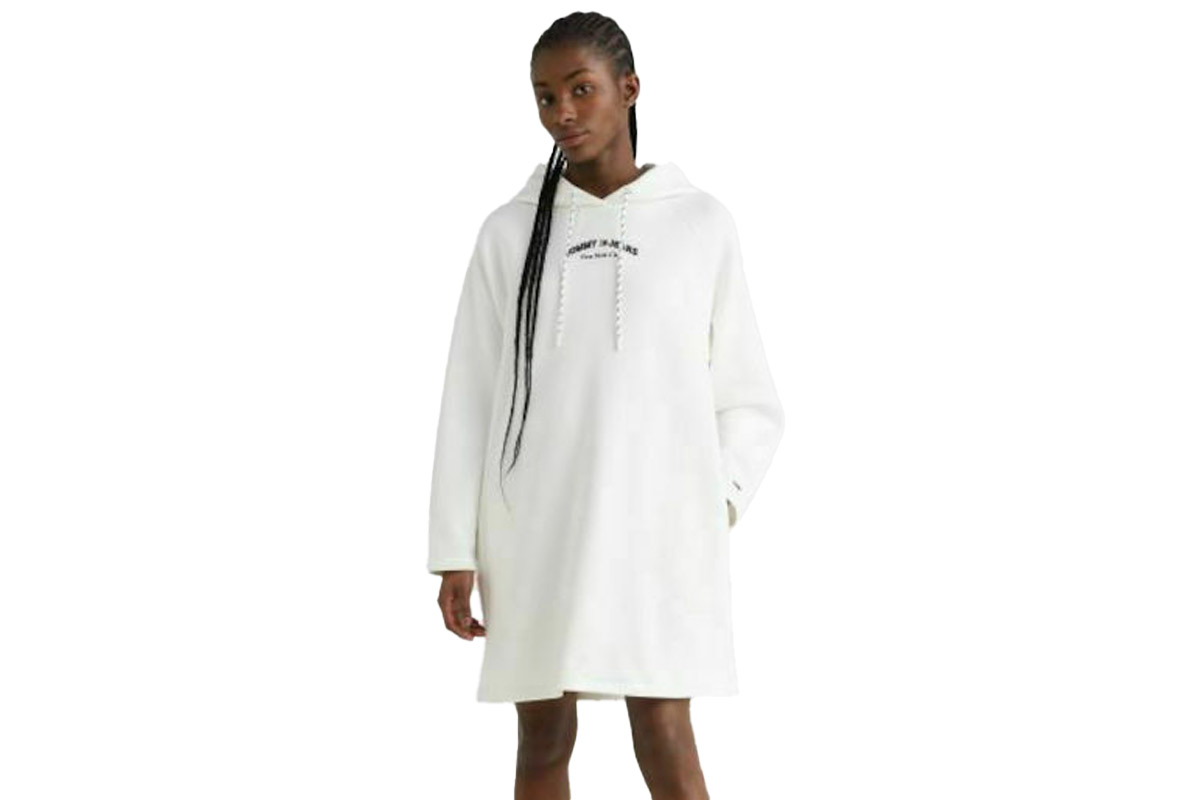Tommy Jeans Tjw Timeless Logo Hoodie Dress Φόρεμα Mini (DW0DW13596 YBL) Λευκό